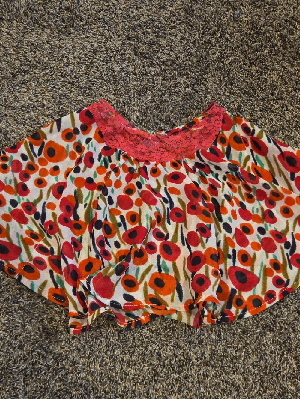 Epic Threads Coral Lace Floral Trim Crop Top